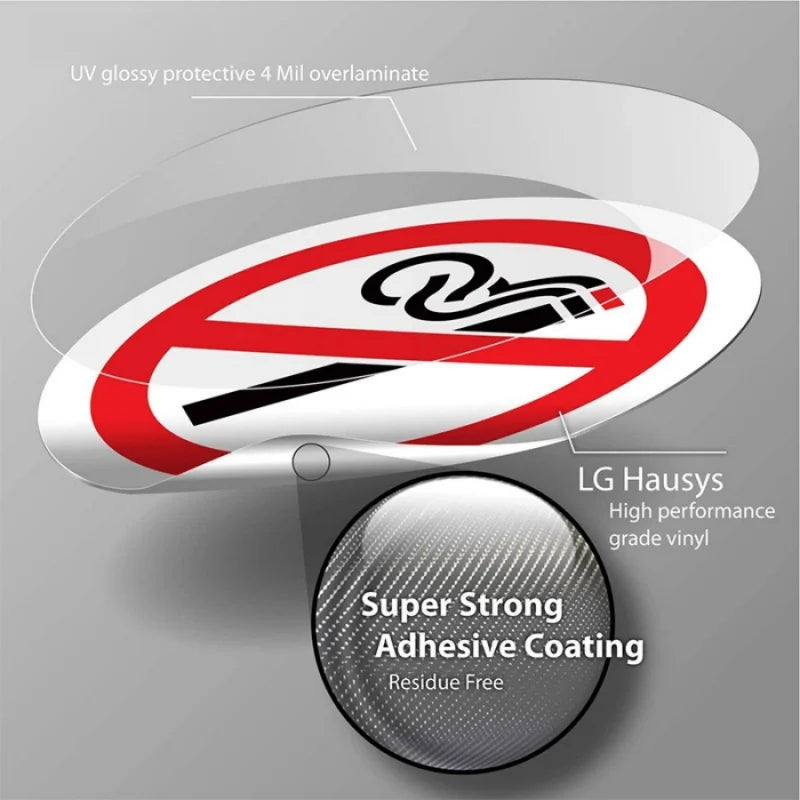 No Smoking Sign Sticker | Indoor Outdoor Office Coffee Shop Library Train Adhesive Decal