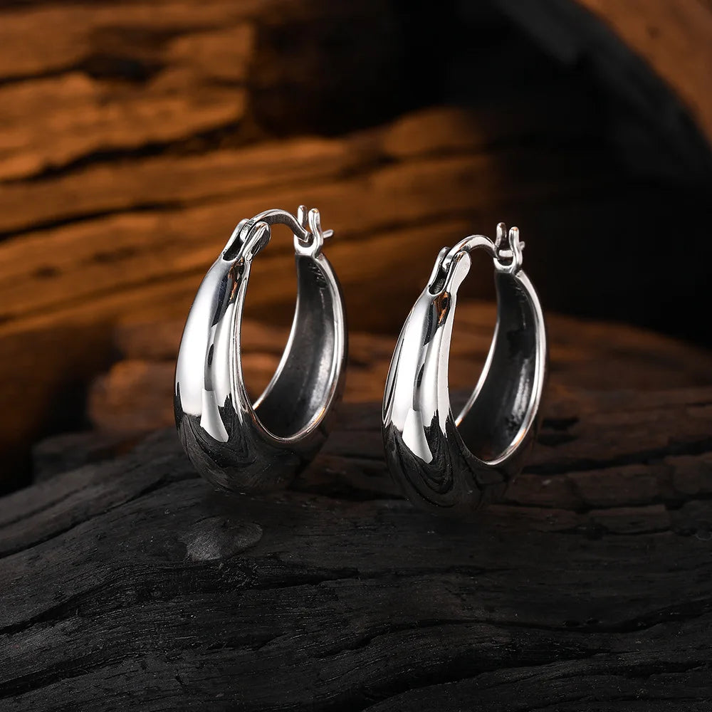 LiHong Real 925 Sterling Silver U Shape Hoop Earrings | Vintage Fine Jewelry for Women