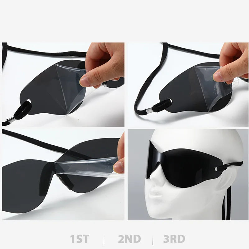 Oversized Punk Rimless Sunglasses | Y2K UV400 Mirror Lens Shades