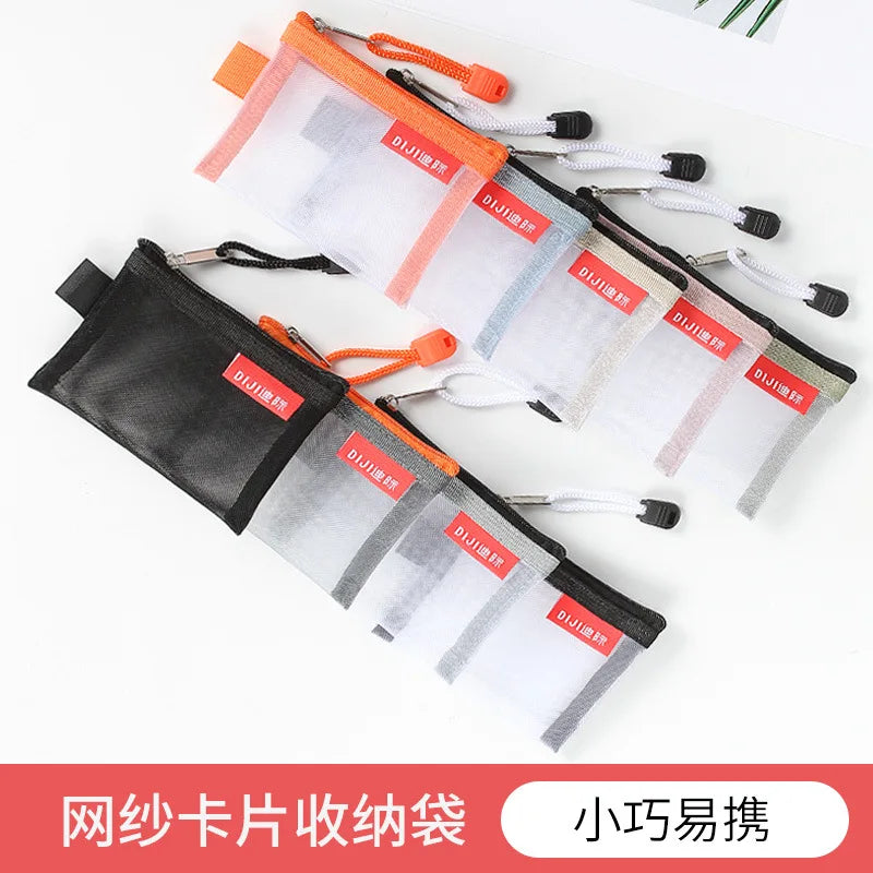Mini Transparent Mesh Zipper Card Storage Bag | Portable Nylon Coin Purse