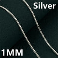 925 Sterling Silver Gold Plated Necklace | 1mm Box Chain Fine Jewelry for Women