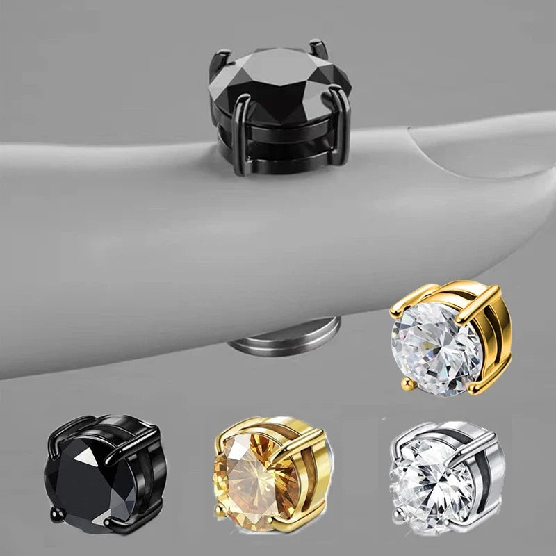Magnetic Clip Earrings for Women and Men | No Piercing Crystal Studs