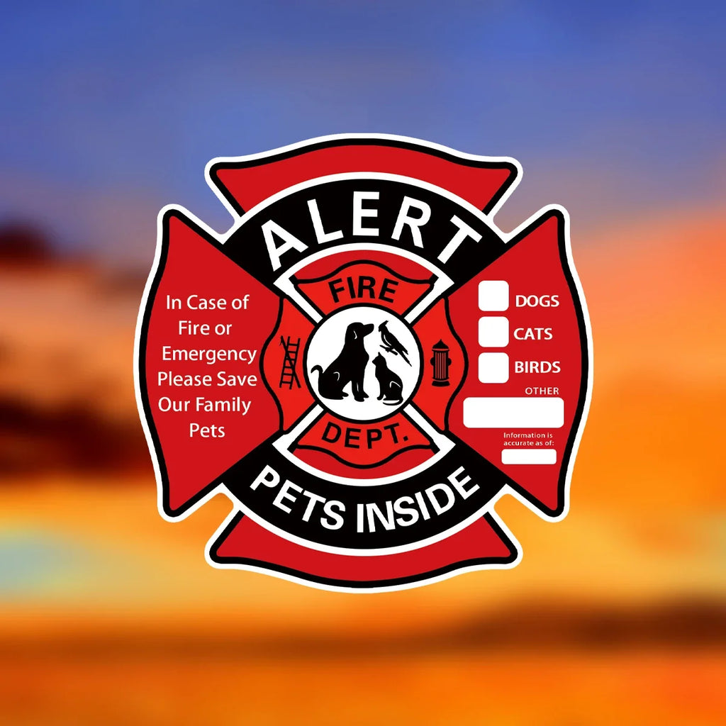 Pet Alert Stickers | Emergency Pet Rescue Window Decals (4 Pack)