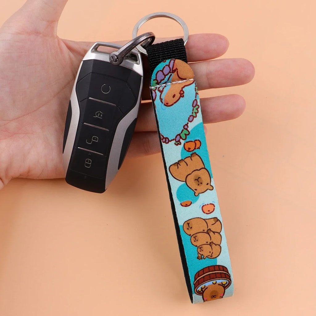 Cartoon Animal Keychain with Wrist Strap | Anti-Lost Lanyard for Keys