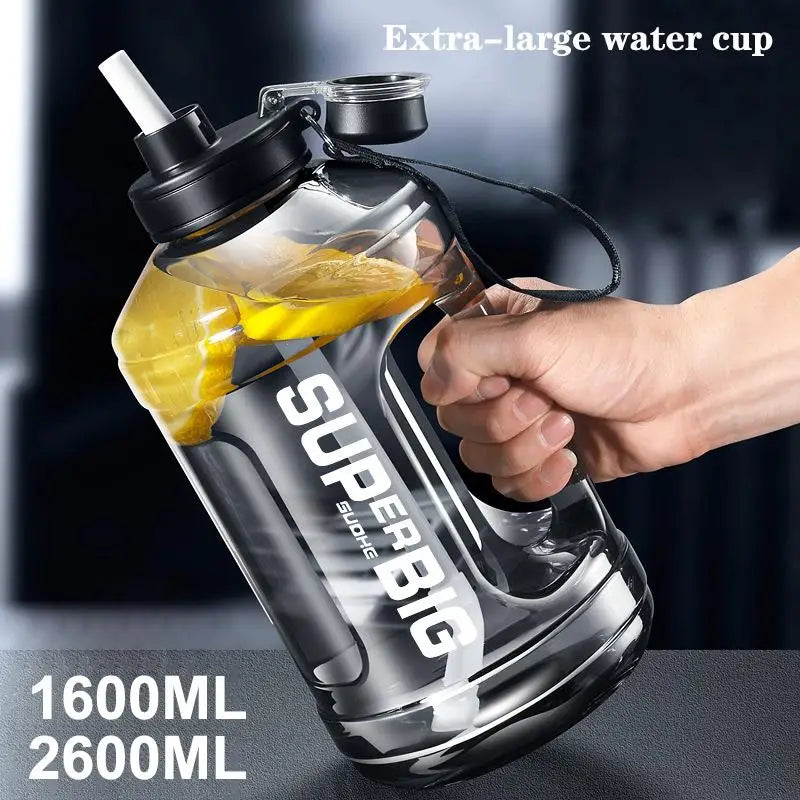 Large Capacity Sports Water Bottle with Straw | Leakproof Plastic Drinking Bottle for Outdoor Travel and Gym