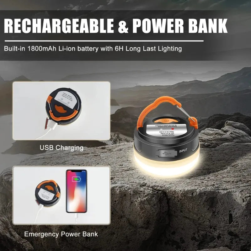 Rechargeable Camping Lantern 1200mAh | Portable LED Tent Light for Outdoor Hiking