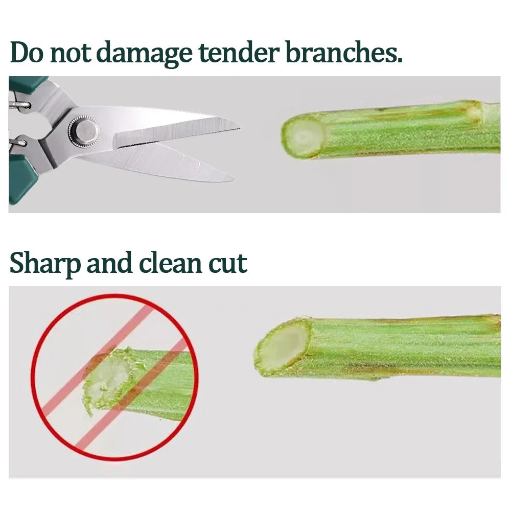 190mm Straight Head Pruning Shears | Stainless Steel Garden Scissors for Bonsai