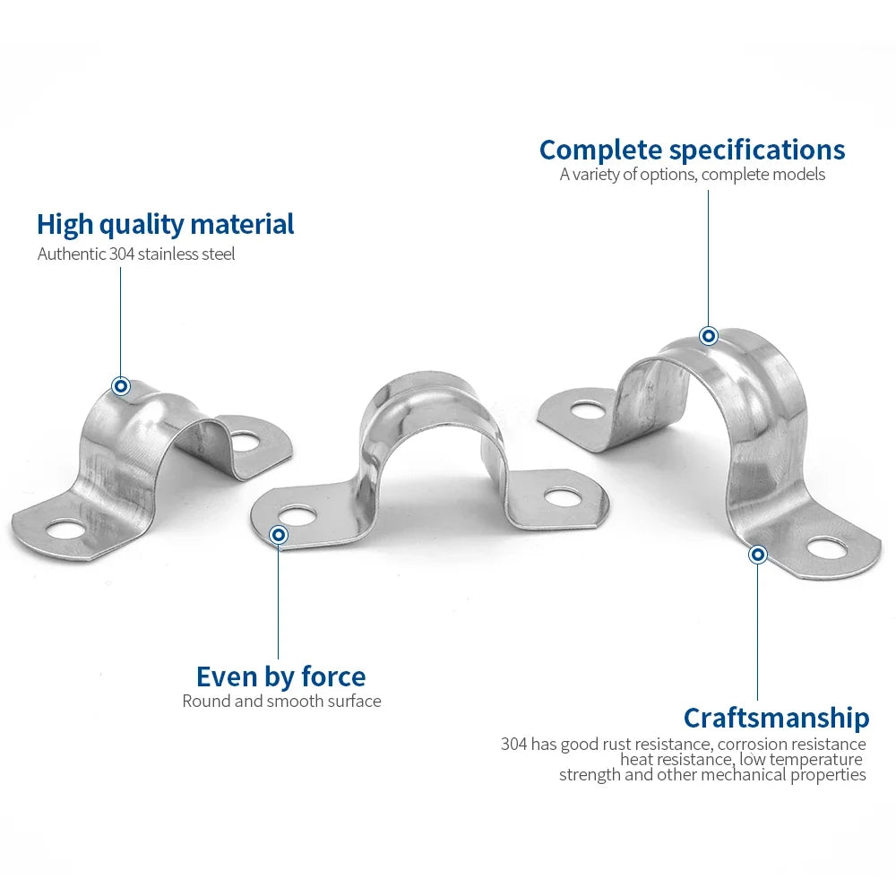 NINDEJIN U Shape Pipe Clamps | 304 Stainless Steel Two Hole Strap Conduit Tube Clip