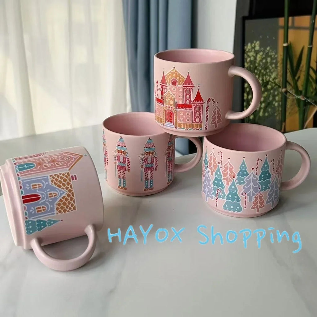 Vintage Christmas Ceramic Mug Set | Holiday Gift for Couples