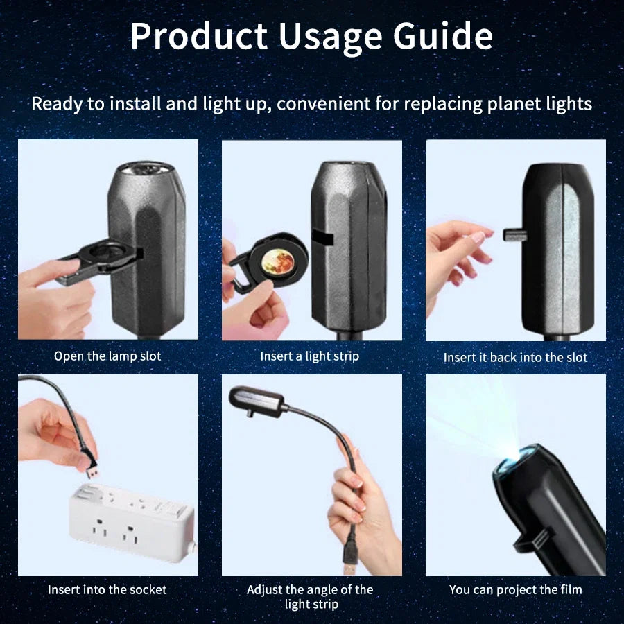 5V USB Projection Lamp with Interchangeable Theme Strips | Indoor Ceiling Decor
