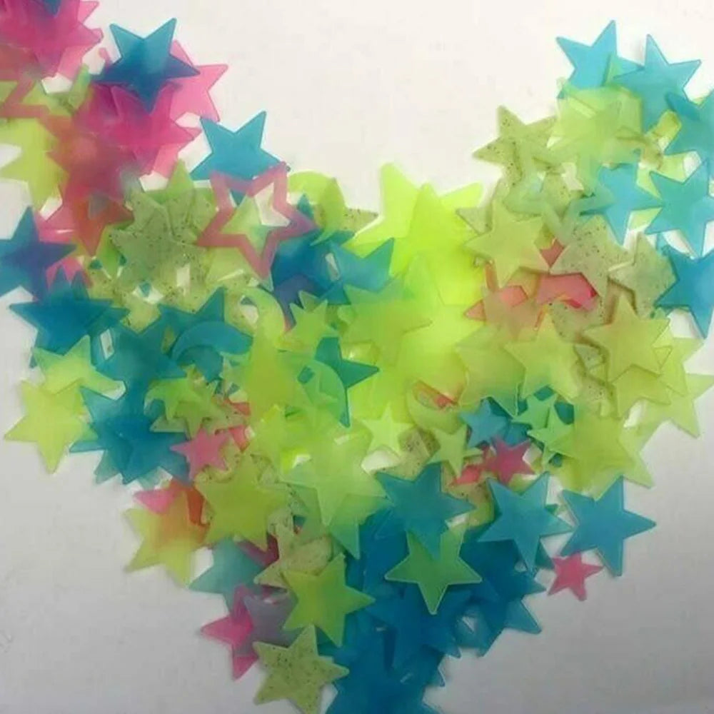 100pcs Glow in The Dark Moon and Star Stickers | Luminous Wall Ceiling Decor for Kids Room