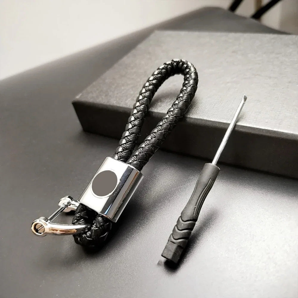 Custom Car Logo Keychain | Metal Woven Key Ring for Mercedes Benz VW Audi