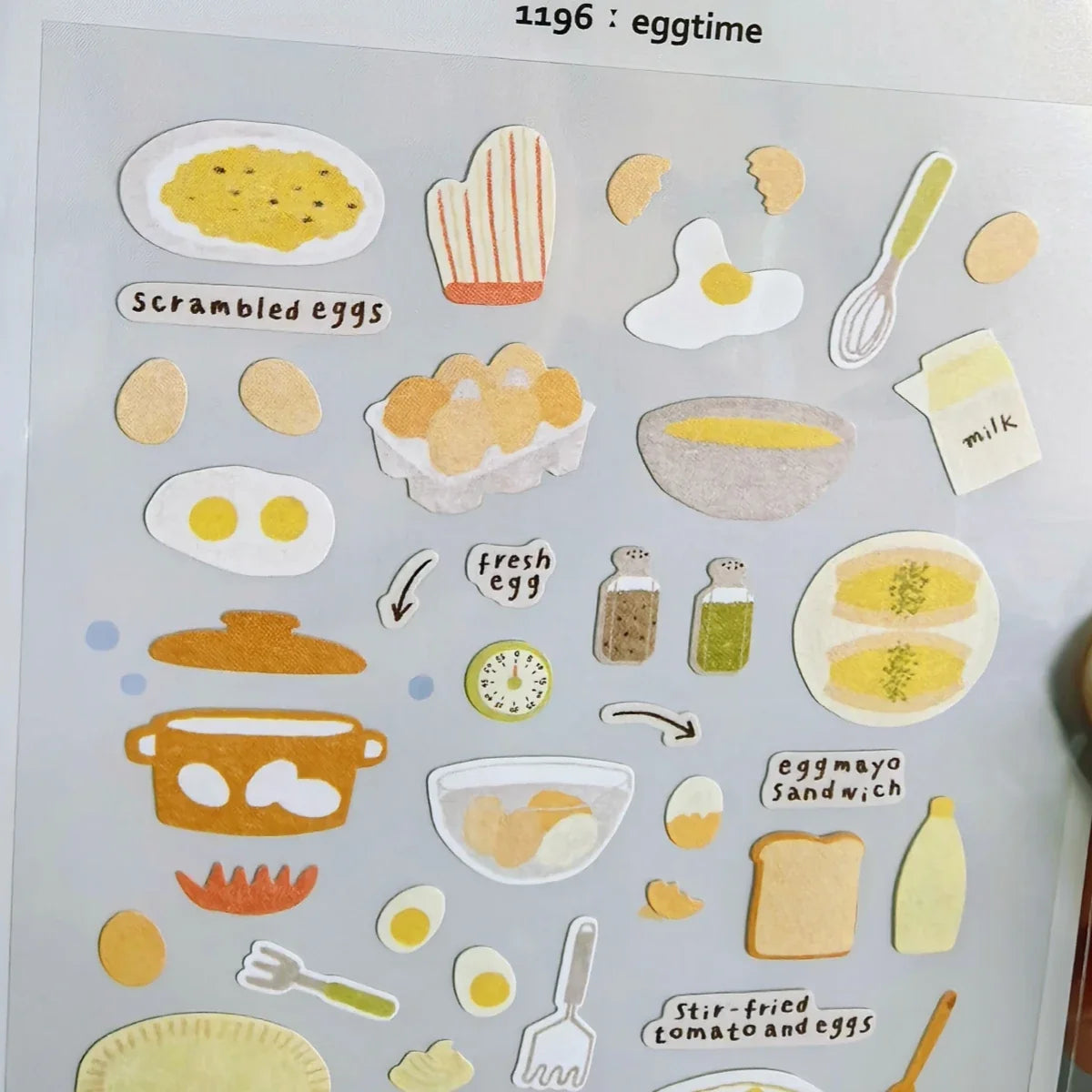 Eggtime Breakfast Sticker Set | Korean Aesthetic Paper Stickers for Scrapbooking and DIY