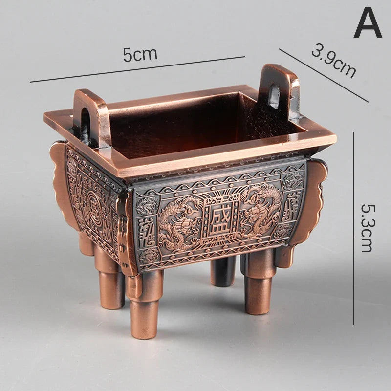Mini Bronze Incense Burner | Chinese Retro Dragon Carving Decoration
