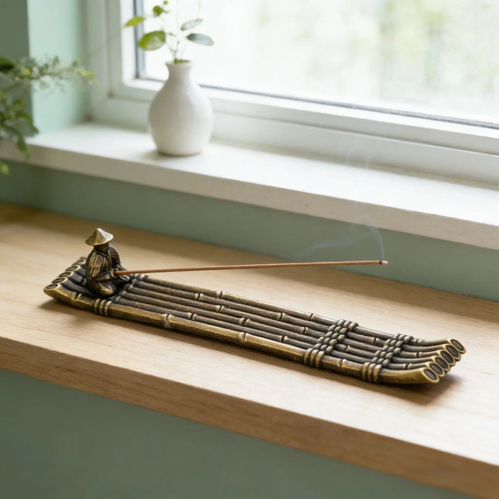 Creative Incense Holder Boat | Old Men Fishing Japanese Style Incense Stick Burner