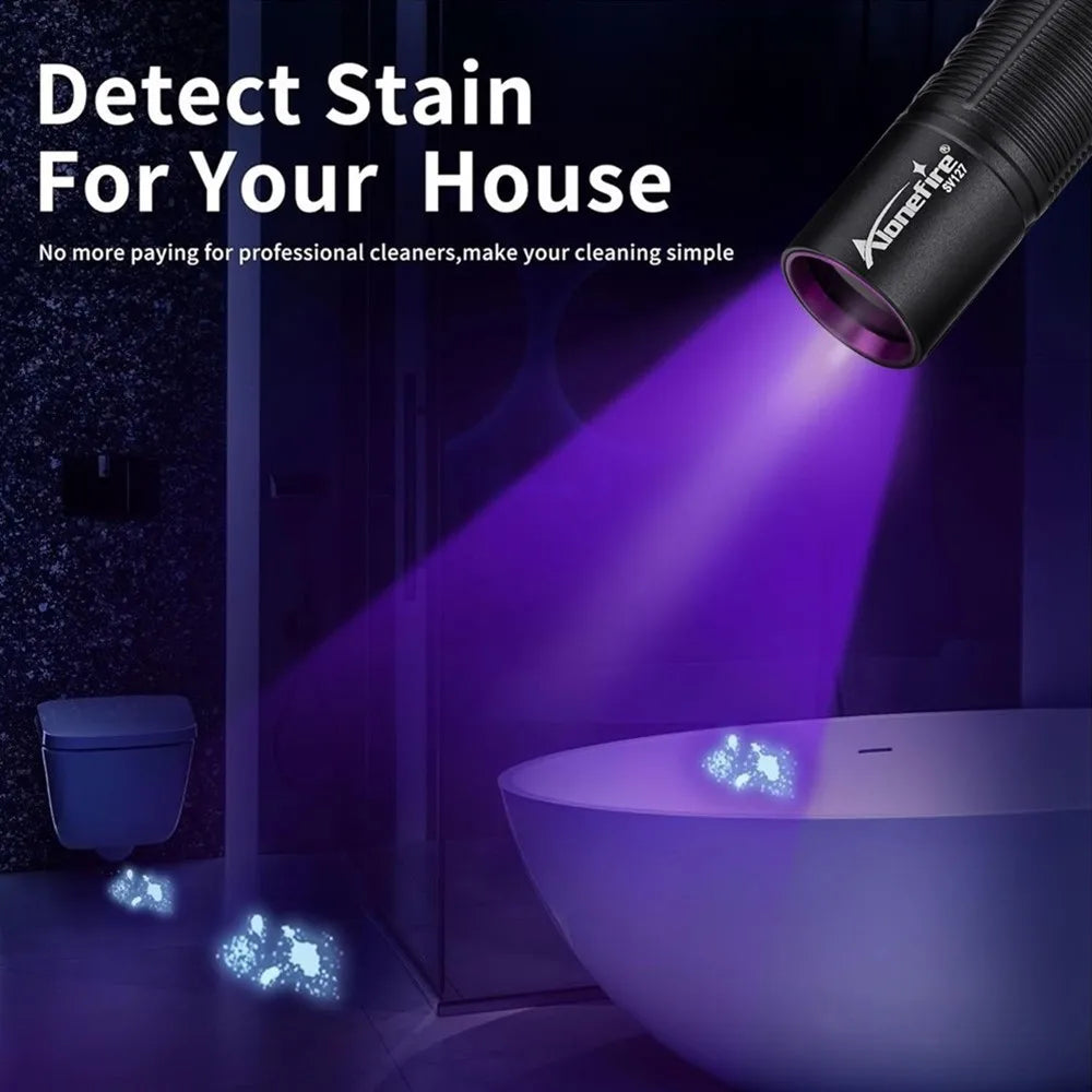 Mini 365nm/395nm UV Flashlight | USB Rechargeable Blacklight for Pet Urine Detection and Money Verification