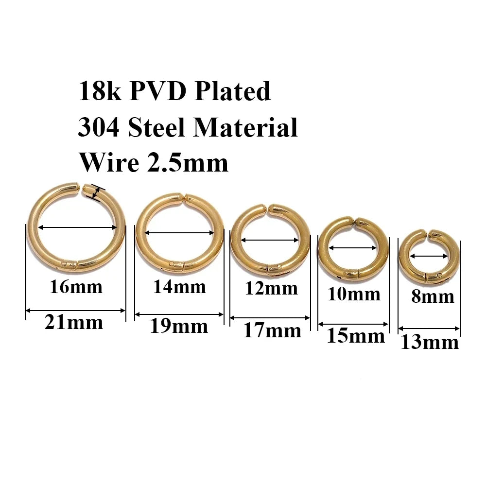 6 Pairs Stainless Steel Clip On Earrings for Women Men | Non Piercing Round Hoop Ear Cuffs