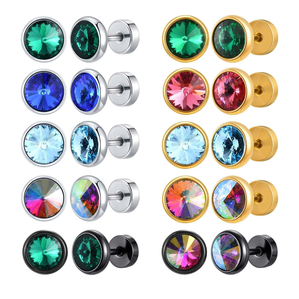 Anti Allergy Round Zircon Stud Earring for Men | AAA CZ Stainless Steel Hip Hop Classic Jewelry