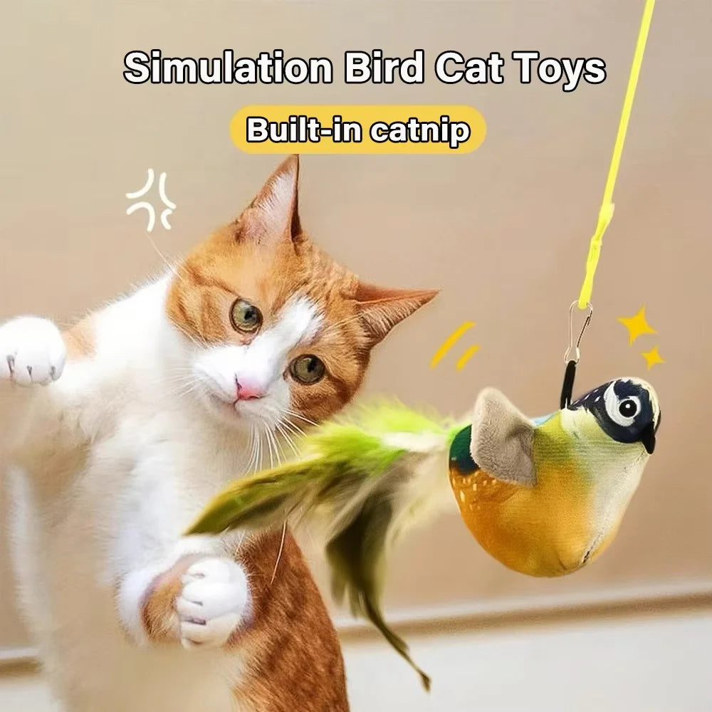 Interactive Cat Toy with Realistic Bird Sound | Plush Chirping Bird Catnip Toy for Cats & Kittens