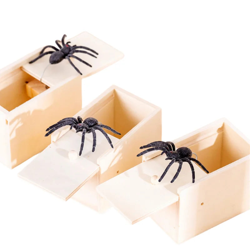 Trick Spider Funny Scare Box | Wooden Prank Toy for Office Gags