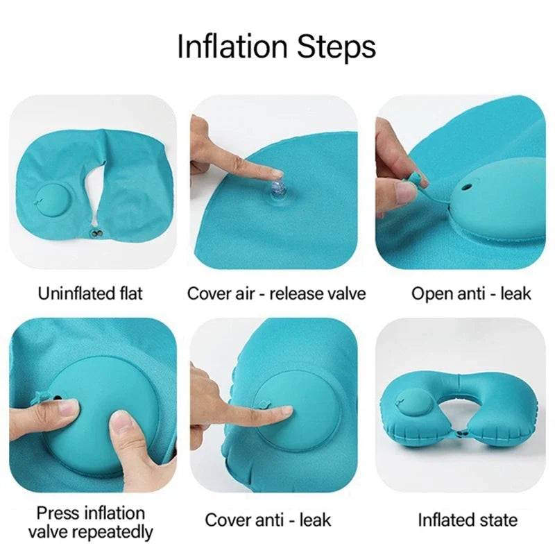 U-Shape Inflatable Travel Pillow | Portable Neck Support for Flight and Commute
