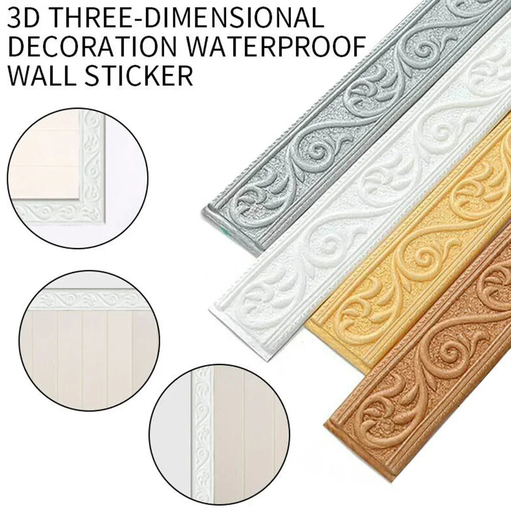 3D Tiles DIY Sticker Waterproof Skirting Sticker | Self-Adhesive Border Trim for Walls, Doors, and Home Decor