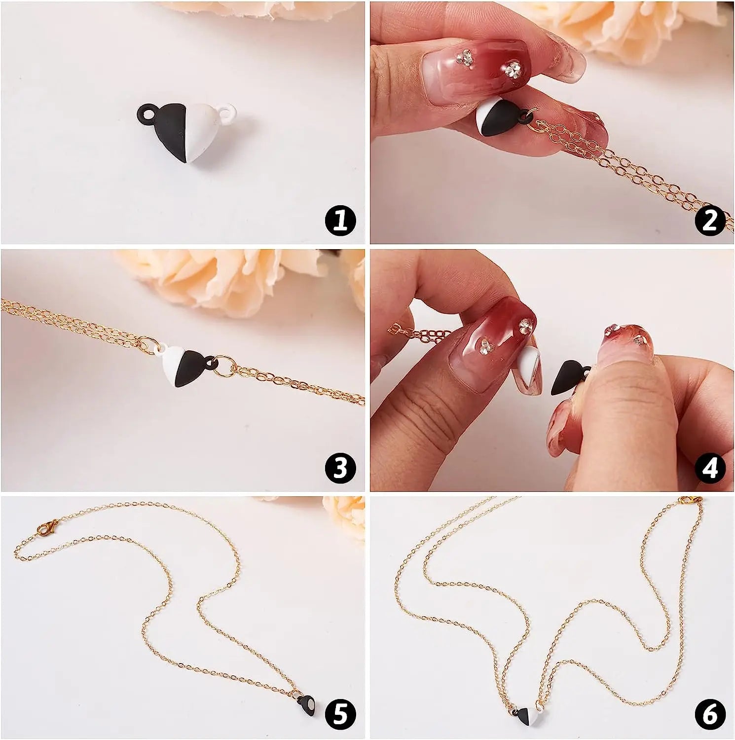 Heart Round Magnetic Clasps Set | DIY Jewelry Connector Charms