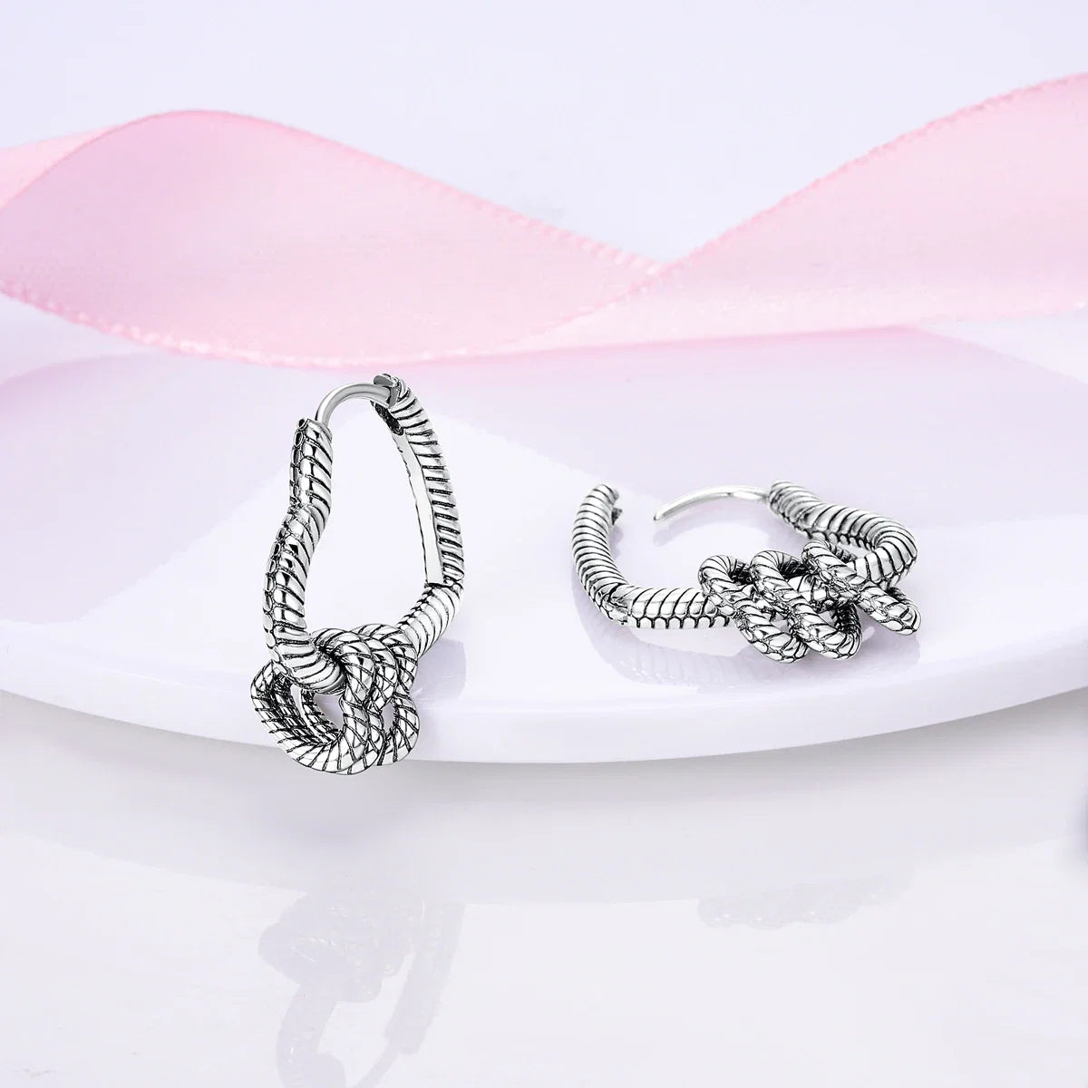 925 Sterling Silver Hoop Earrings with Zircon | Classic U-Shaped Women Jewelry