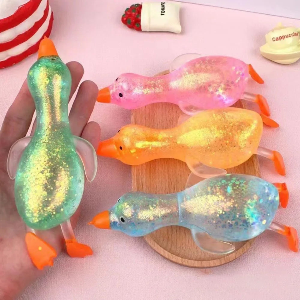 Squishy Glitter Duck Fidget Toy | Stress Relief Sensory Toy for Kids and Adults