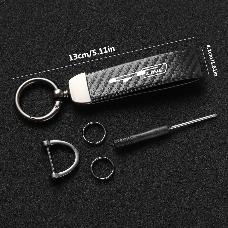 Carbon Fiber Style Keychain for KIA Models | Microfiber Leather Key Ring
