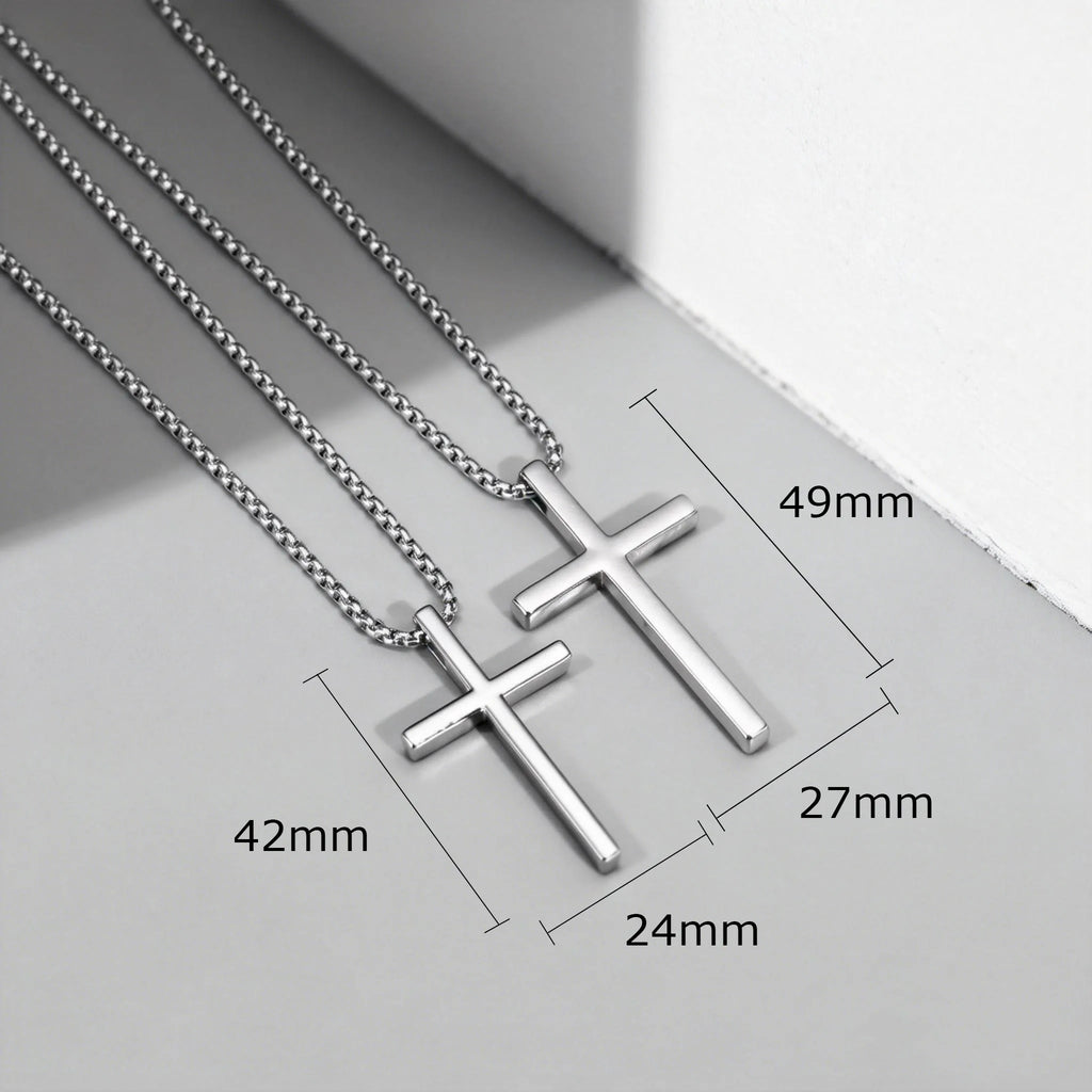 Fashionable Cross Pendant Necklace | Unisex Stainless Steel Box Chain