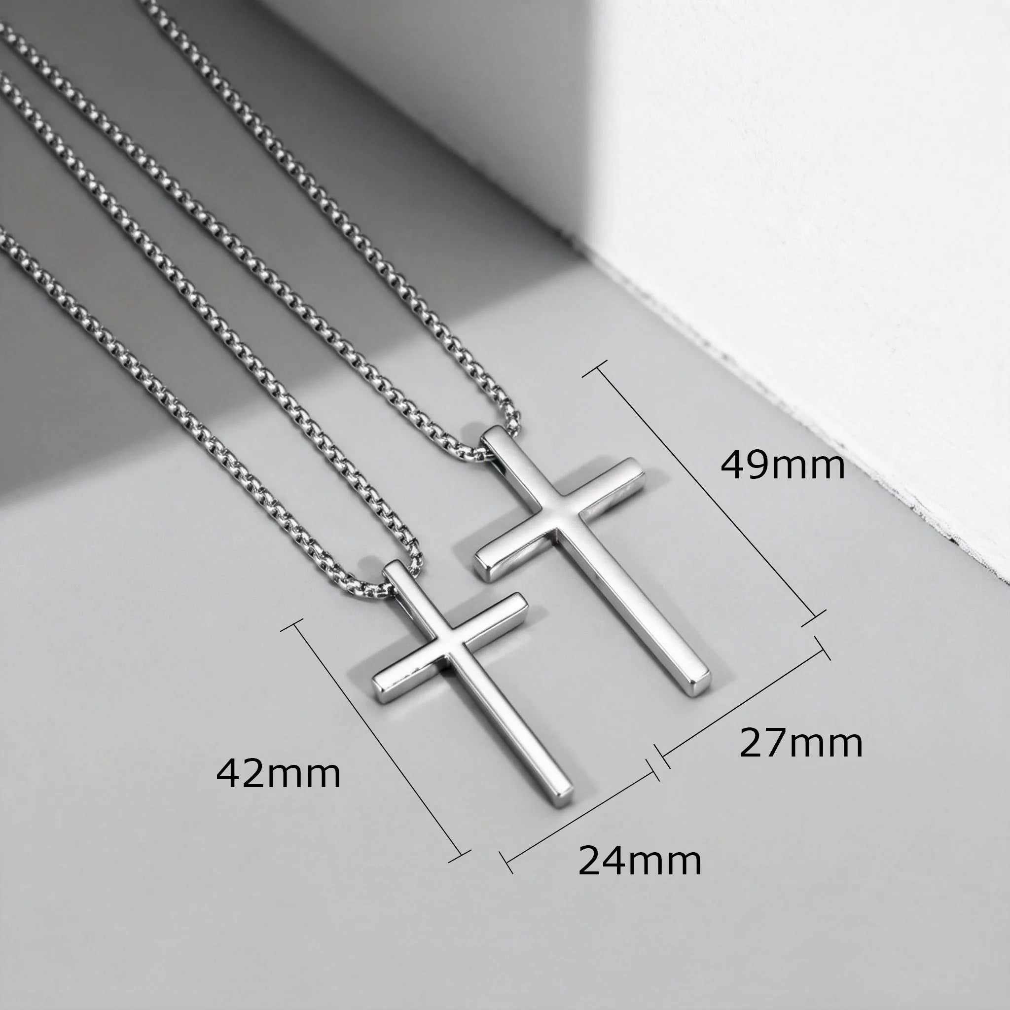 Fashionable Cross Pendant Necklace | Unisex Stainless Steel Box Chain