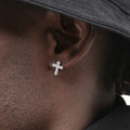 Korean Sliver Color Zircon Cross-Shape Drop Earrings | Punk Hip Hop Crystal Pendant Earrings