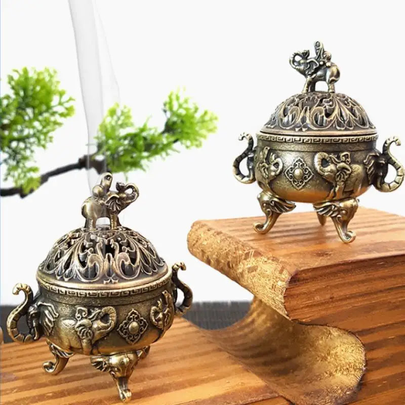 Elephant Lotus Incense Burner | Metal Incense Holder for Yoga Meditation