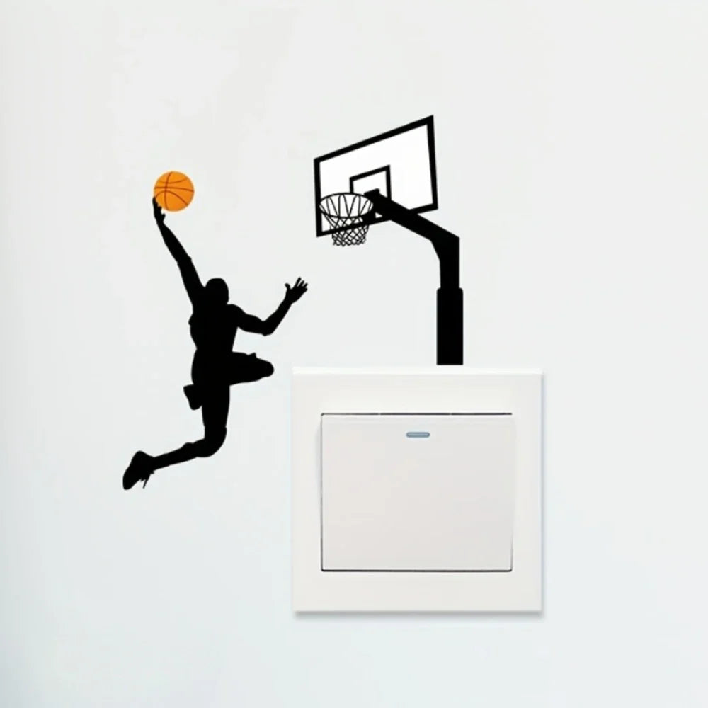 Basketball Player Light Switch Stickers | Waterproof Vinyl Wall Decals for Bedroom and Living Room