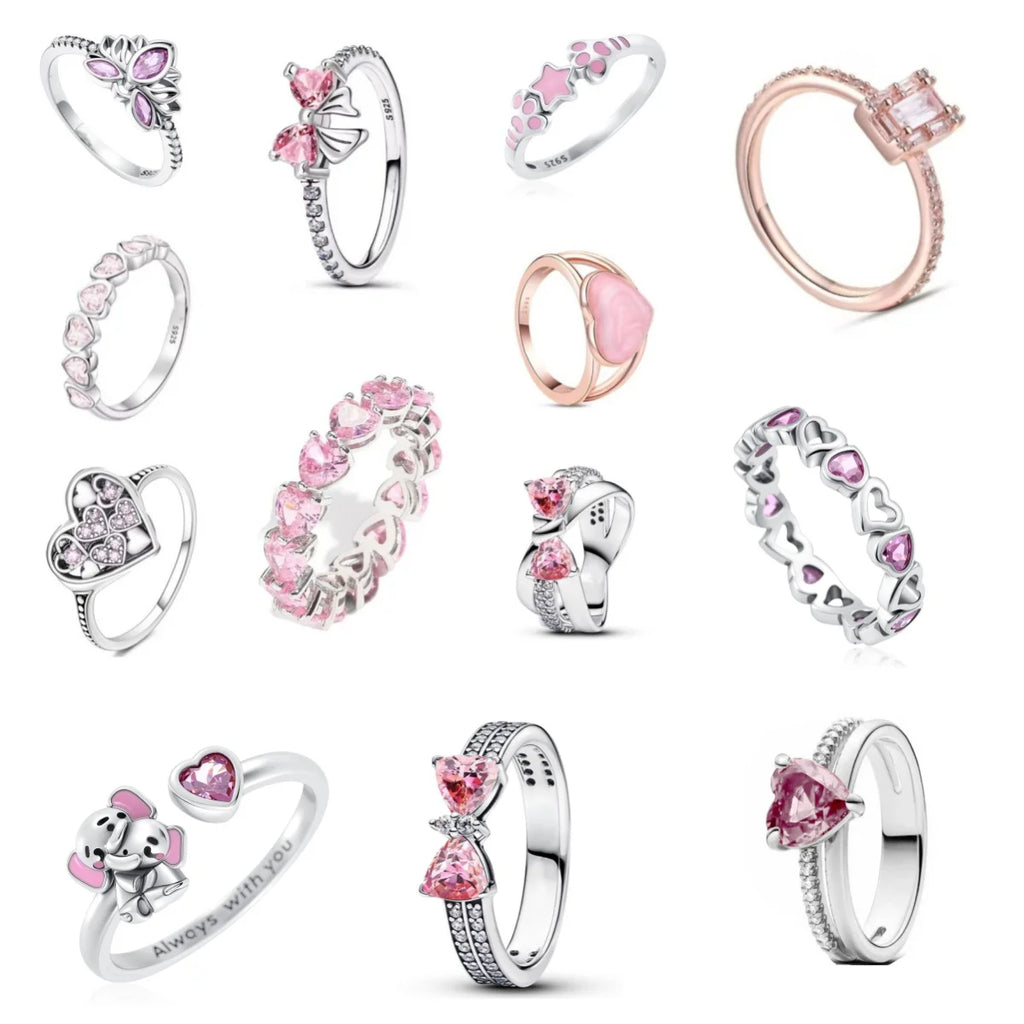 Sparkling Pink Bow Lotus Elephant Ring | Women's Wedding Banquet Jewelry Gift