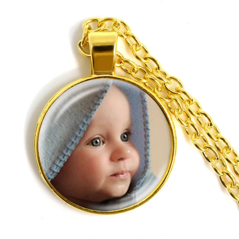 Personalized Photo Necklace | Custom Glass Pendant Gift for Family