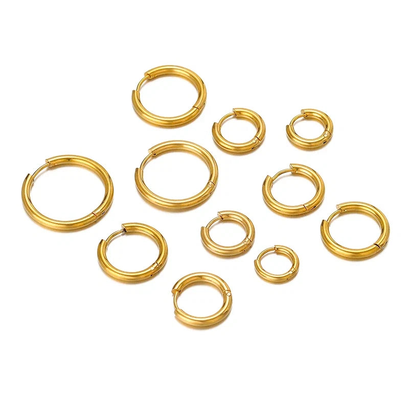 10pcs Stainless Steel Hoop Earrings Set | Fashion Huggie Earrings for Women and Men