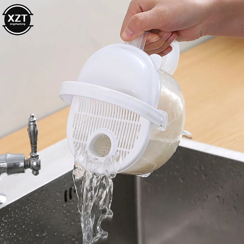 Portable Plastic Rice Cleaning Sieve | Hands-Free Kitchen Tool