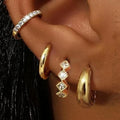 Huggie Hoop Earrings Set for Women | Crystal Zircon Tragus Cartilage Piercing Jewelry