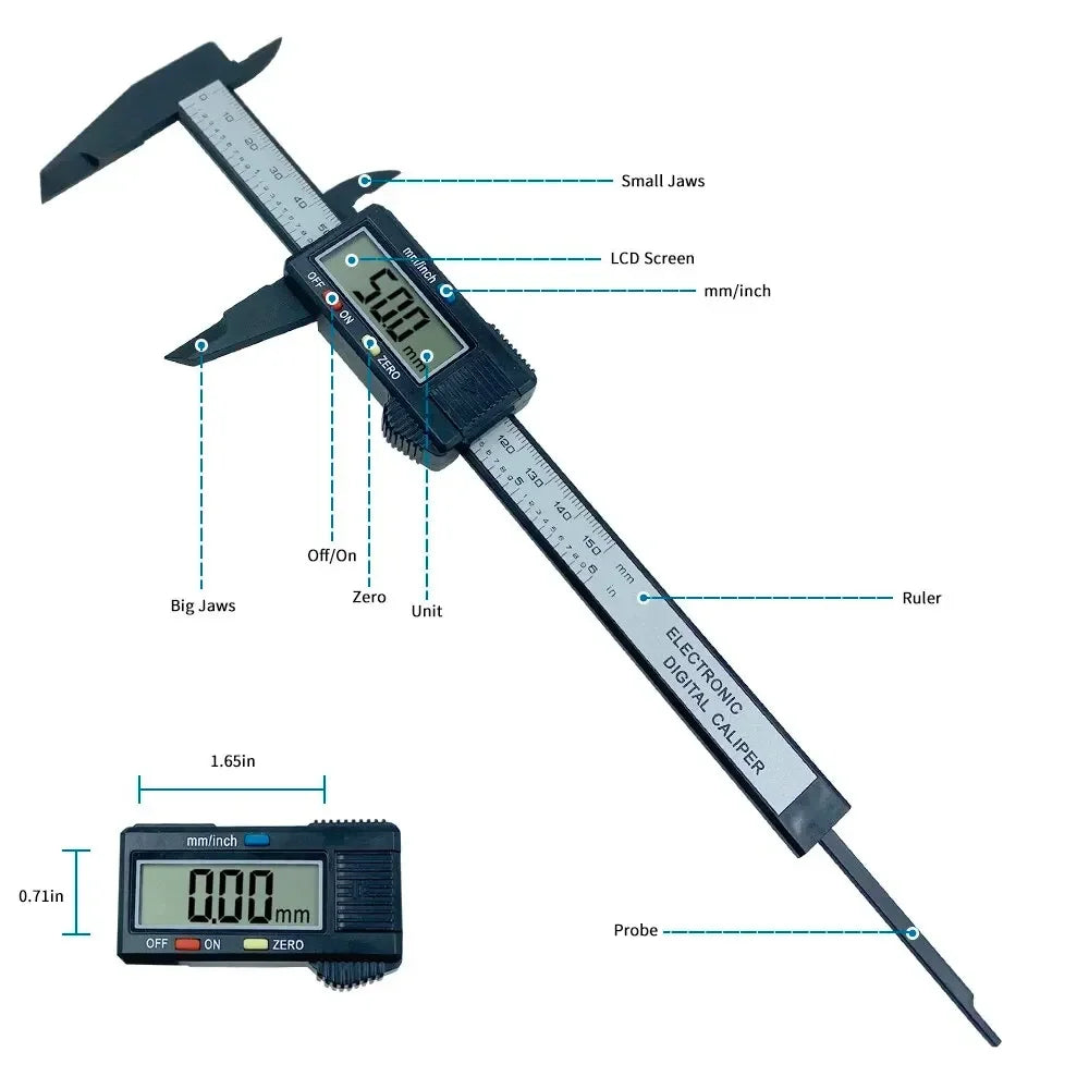 Digital Caliper 150mm | Electronic Carbon Fiber Measuring Tool