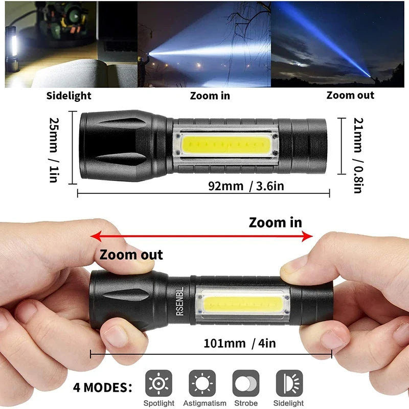 Portable Zoomable Strong LED Flashlight | Rechargeable Mini Torch for Camping and Emergencies