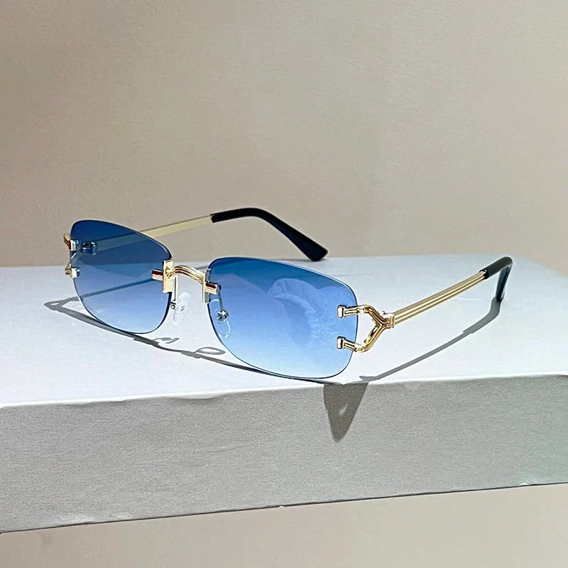 Rimless Square Sunglasses | Vintage Gradient UV400 Shades