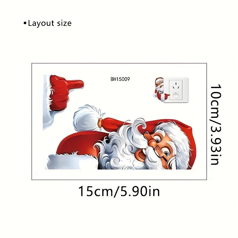 Santa Claus and Snowman Christmas Switch Sticker | Festive Self-Adhesive Wall Decal