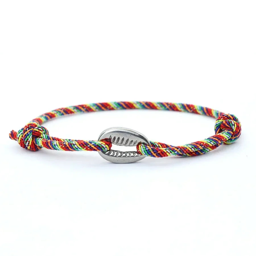 Handwoven Rope Macrame Bracelet for Men | Adjustable Shell Beach Surfer Bracelet