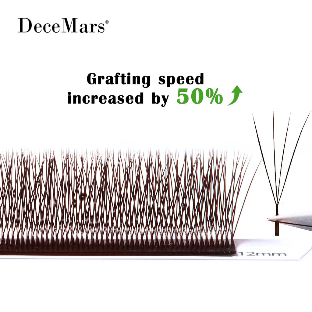 DeceMars V-Shaped 4D Brown Eyelash Extensions | 12 Rows Tray