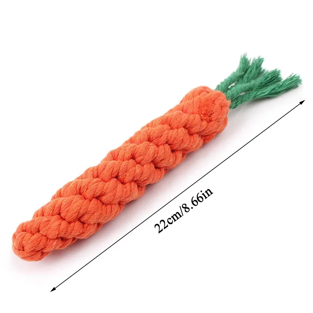 Carrot Dog Bite Rope Toy | Safe and Durable Chew Toy for Puppy Teeth Cleaning