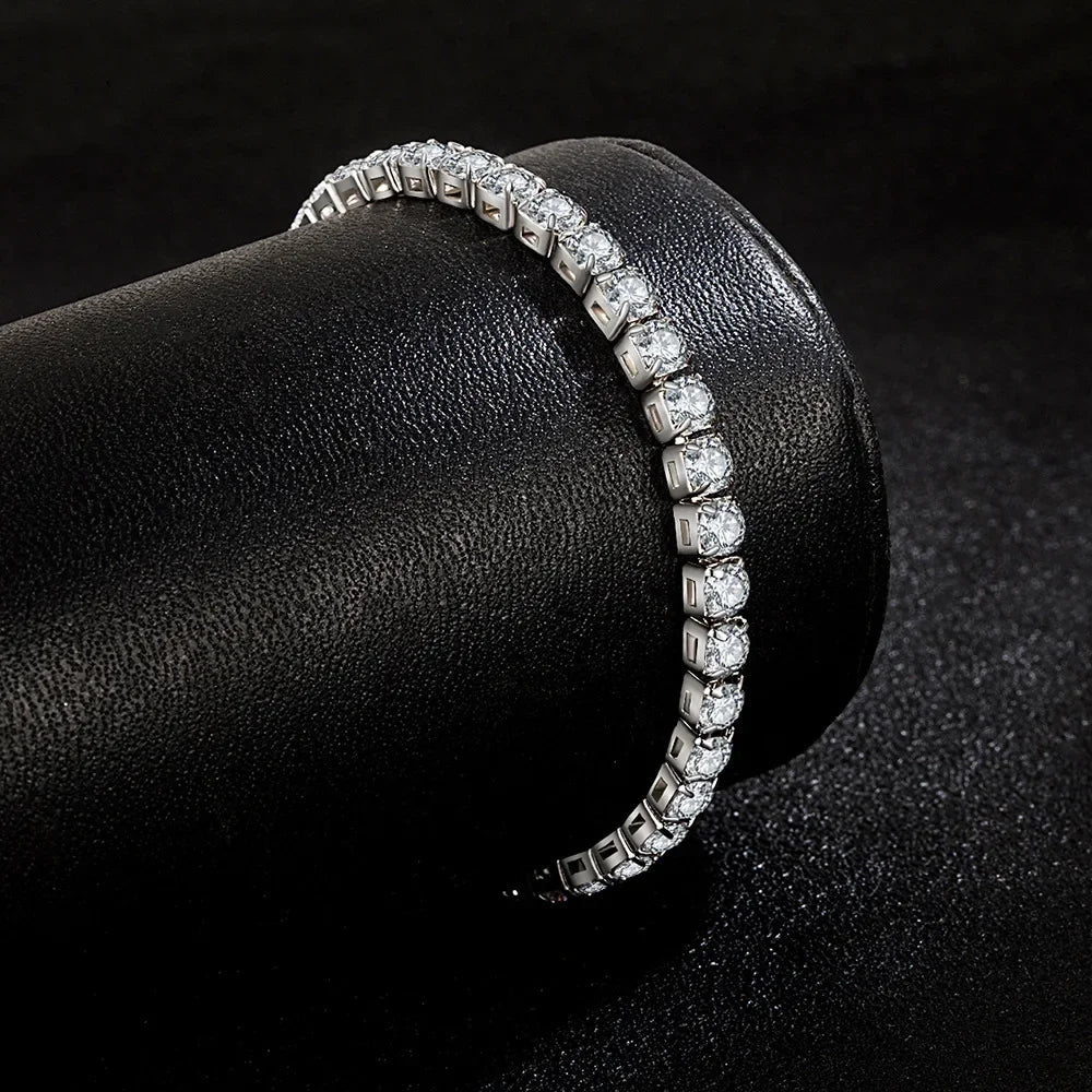 S925 Sterling Silver Tennis Bracelet with Zirconia | 4mm Fashion Wedding Jewelry