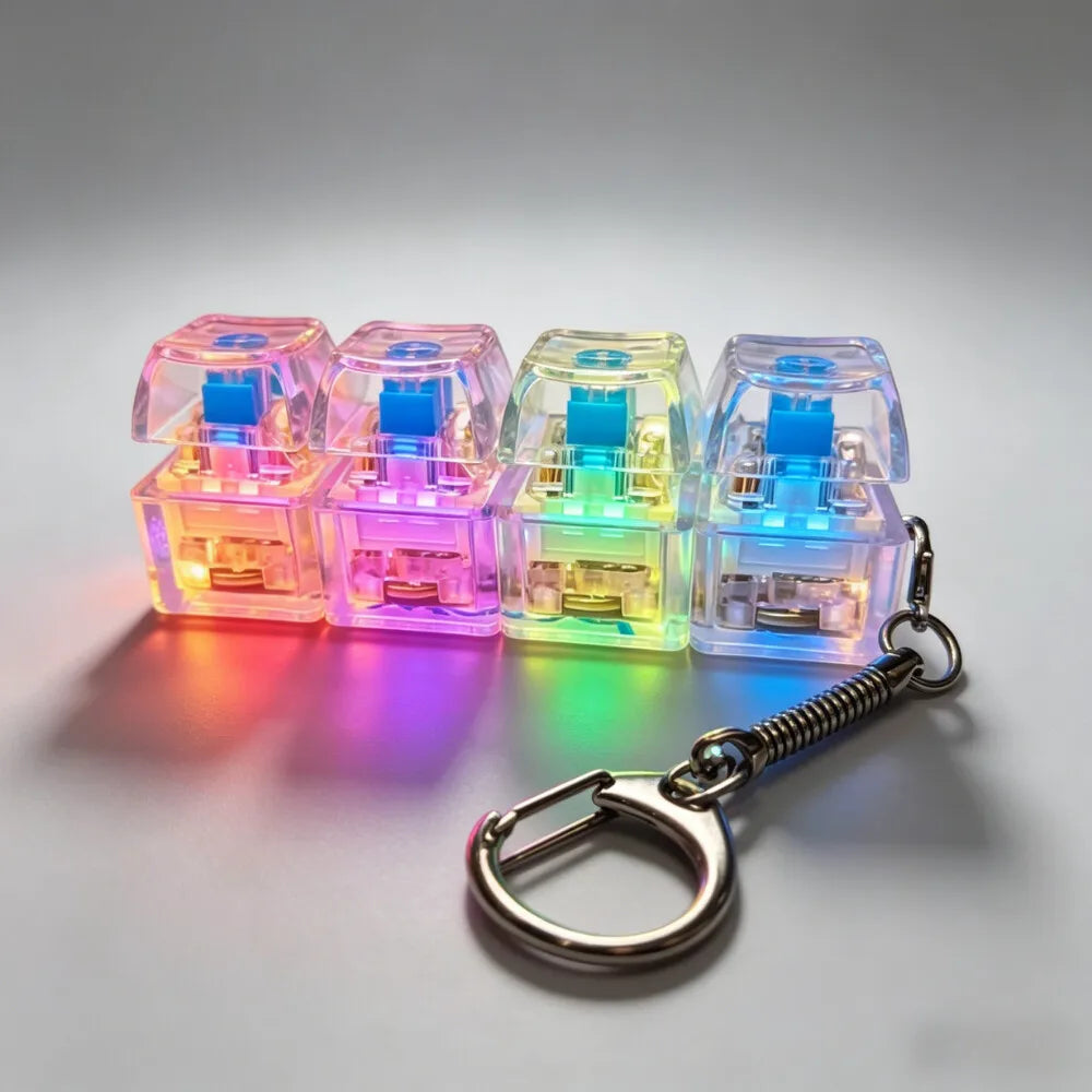 LED Keyboard Keychain Fidget Toy | Crystal Clicker for Stress Relief