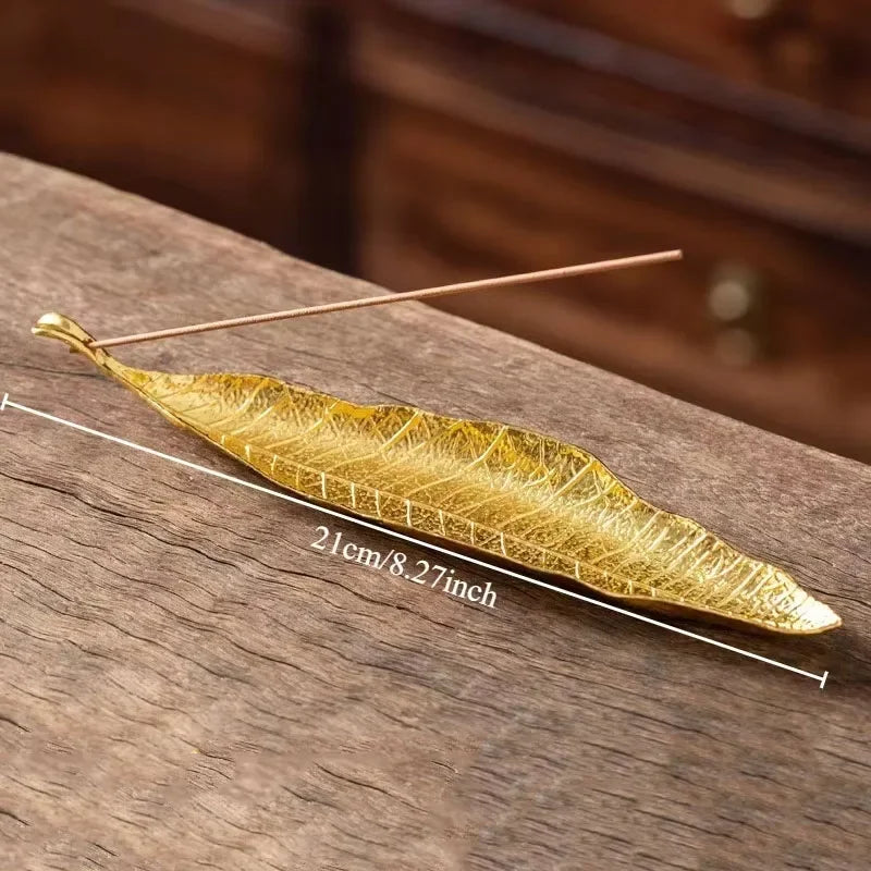 Incense Holder Ash Catcher | Long Leaf Design for Meditation and Home Decor